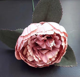 Capete de bujor artificial roz închis – material textil, diametru 9 cm, lungime 26 cm